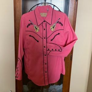 Scully brand pink Cadillac pearl snap shirt